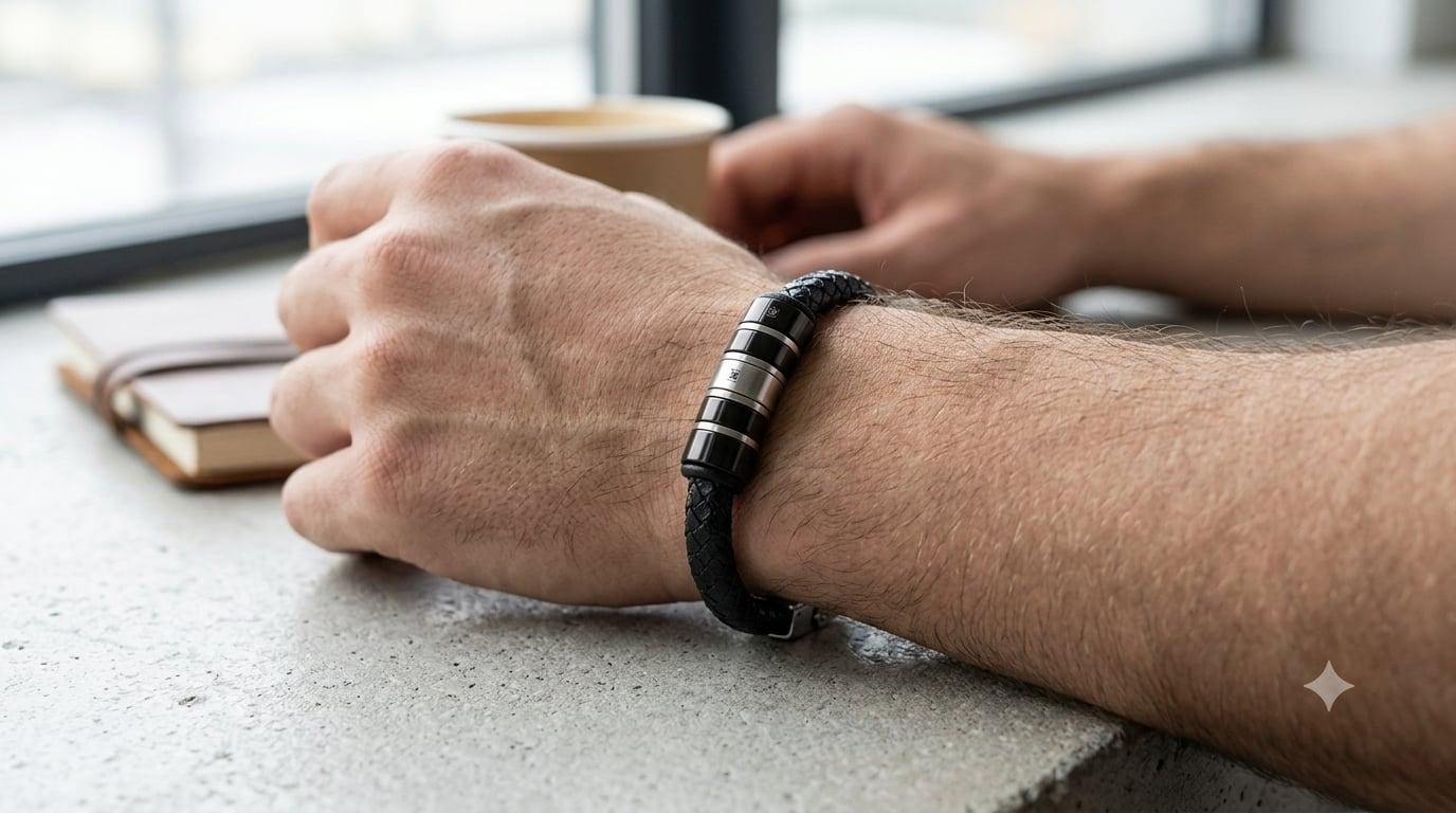 Bracelet Homme Cuir Tressé vue 2